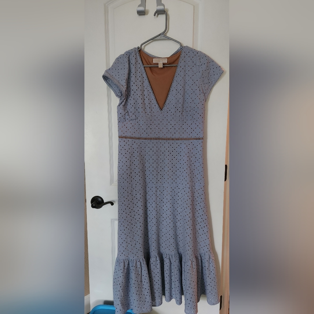 Michael Kors cornflower blue eyelet dress, size 10